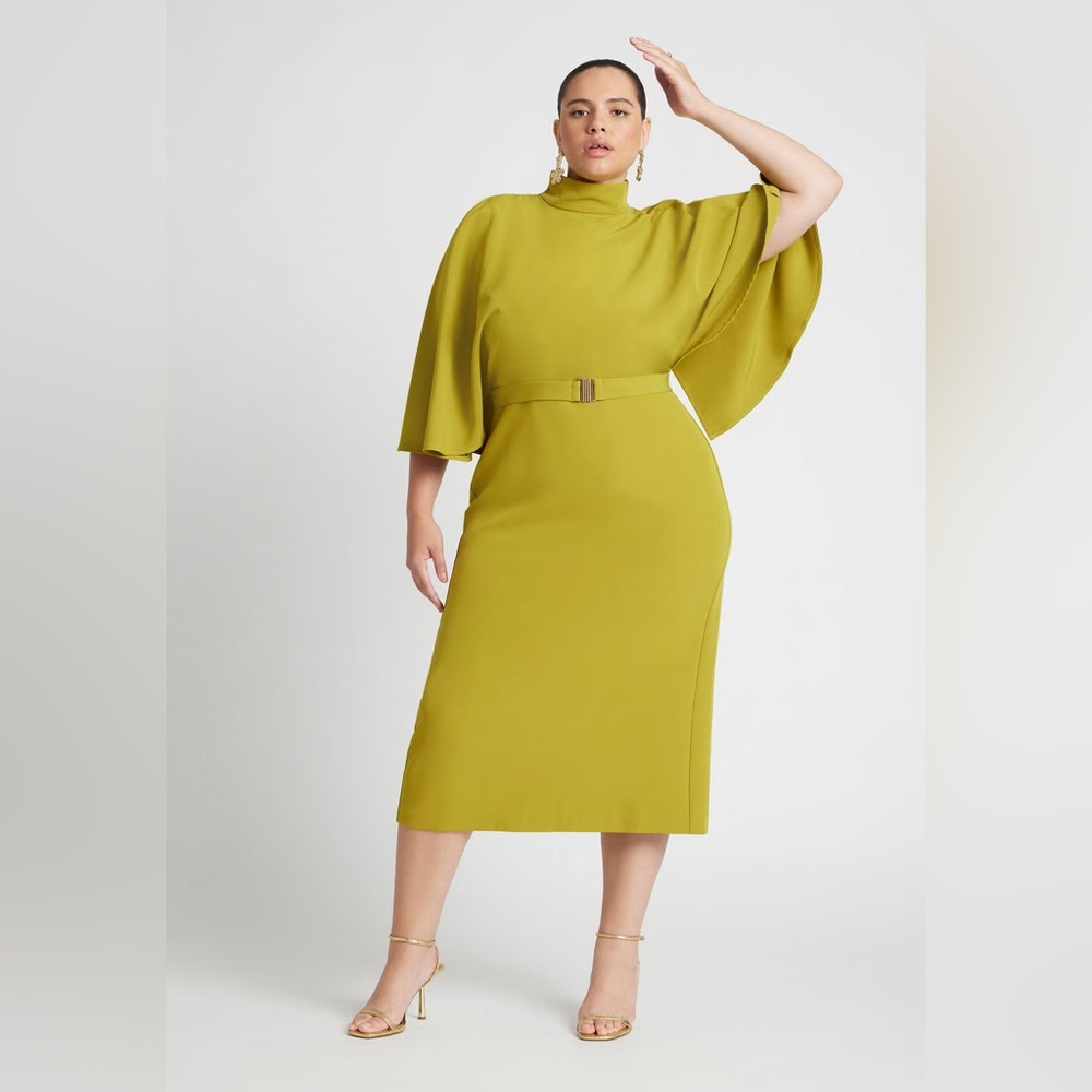 RePosh- Eloquii Chartreuse Caped Midi Dress
